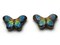 2 23mm Purple and Blue Butterflies Cloisonne Metal Butterfly Beads